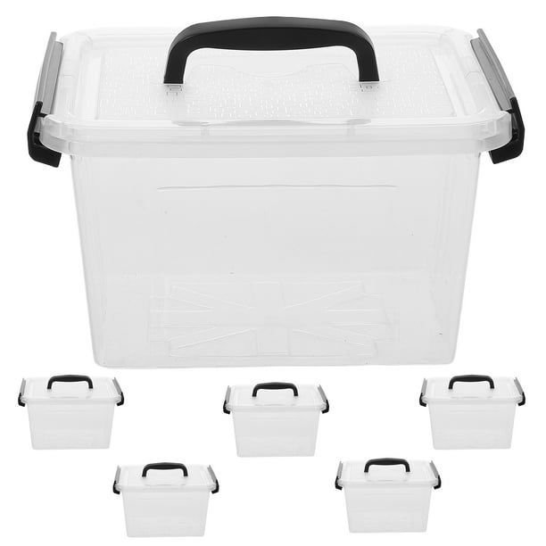Caja de almacenamiento compacta de 6 piezas con tapa, de plástico, ideal para organizar artículos de papelería, cosméticos, joyas, cajones de escritorio y tocador.