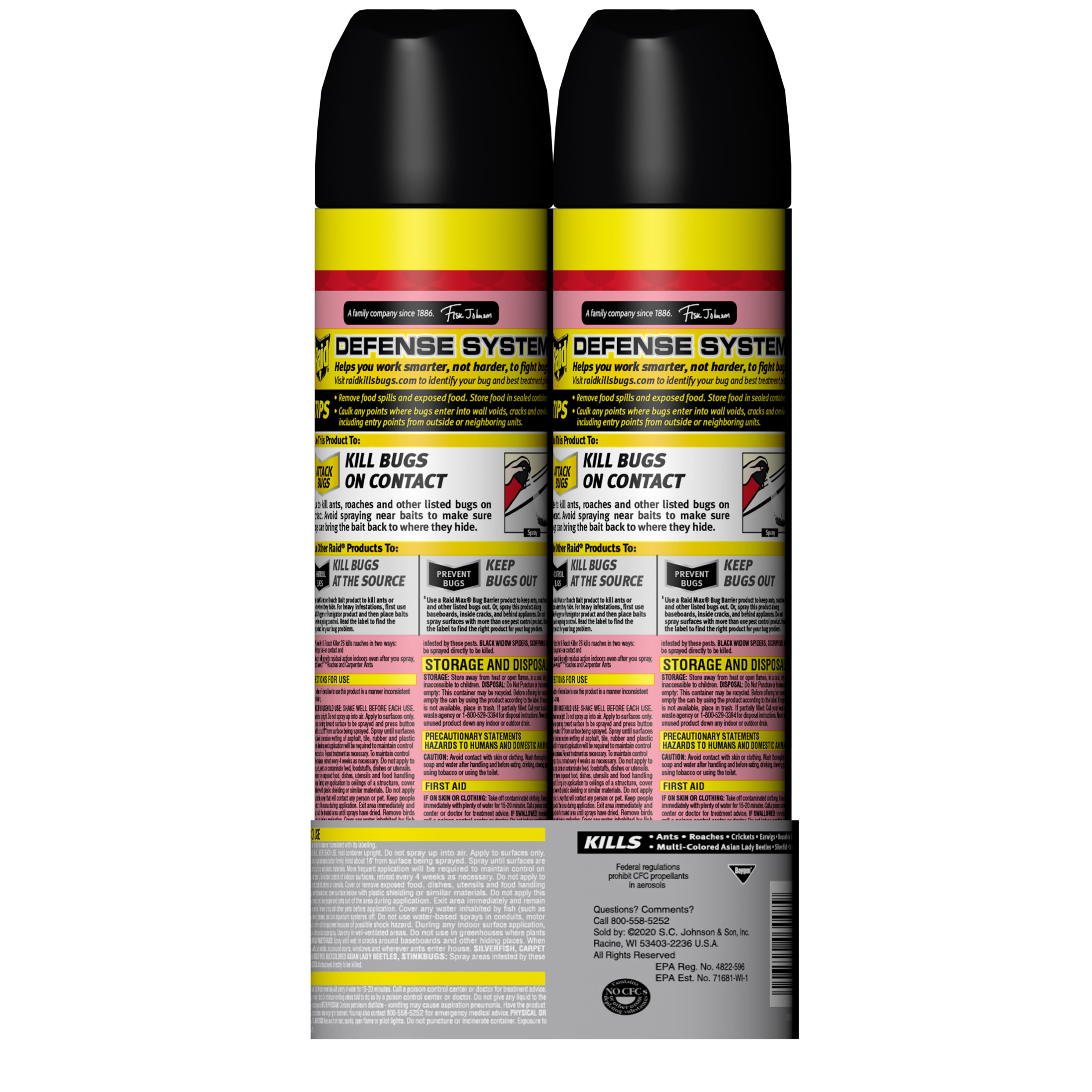 Raid Defend Ant & Roach Insect Killer Spray, Outdoor Fresh Scent, for Indoor Use, 20 oz, 2 count