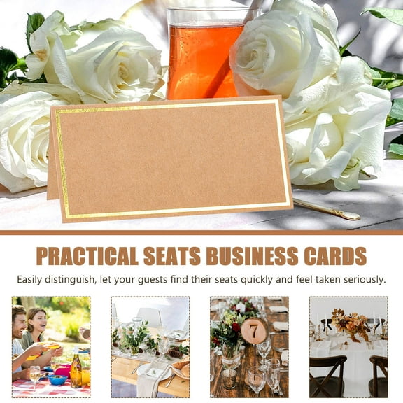 Worgeous 50Pcs Golden Iridescent Paper Signs Cards for Party and Banquet Seating