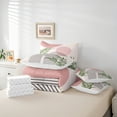 thumbnail image 6 of Homewish Teens Minimalist Stripes Circle 7-Piece Bedding Comforter Set,Vintage Aesthetic Leaves King Bedding Sets,Mid Century Ultra Soft Bed Sheets,Luxury Bedroom Decor,Reversible, 6 of 8