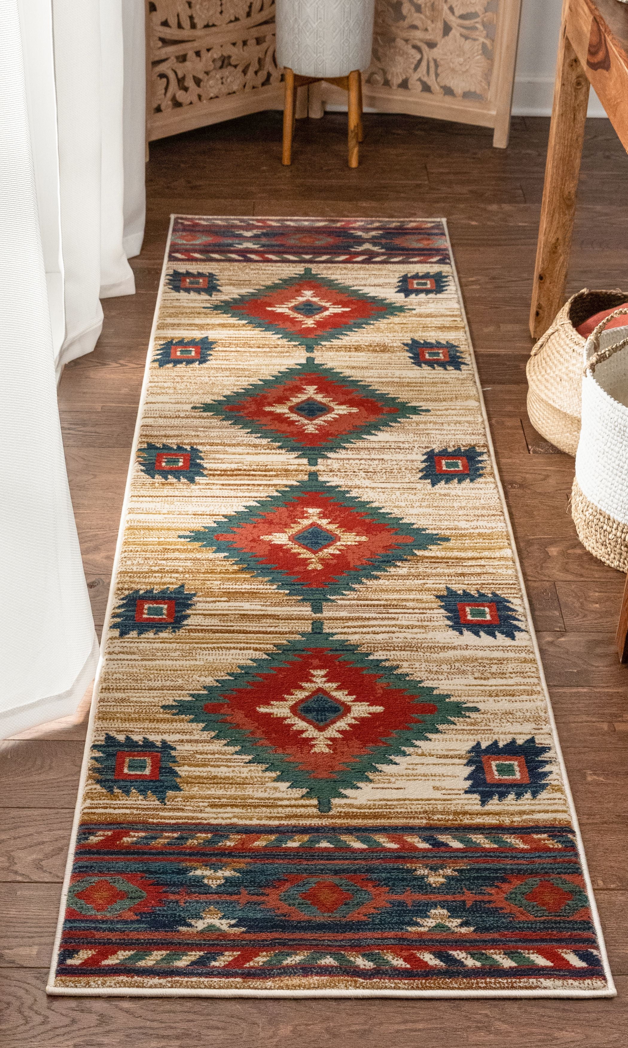 Southwestern Smoke Blue Striped Carpet 2x3 Navajo Area Rug Actual 1' 10" x 3' 