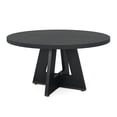 thumbnail image 3 of KIOOTTO 47" Round Dining Table for 4-6, Black Farmhouse Kitchen Table with Pedestal Base, 3 of 7