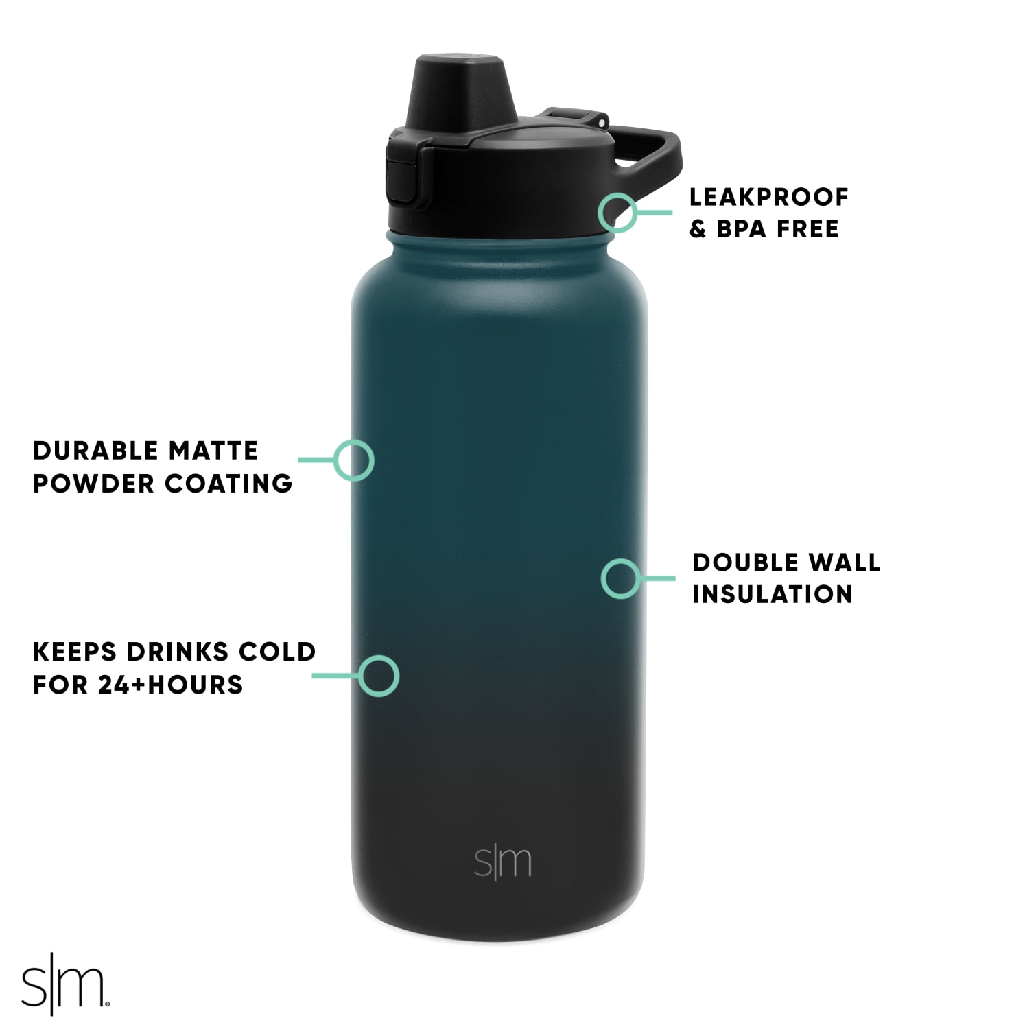 Simple Modern Water Bottle with Straw Lid Vacuum Insulated Stainless Steel  Metal Thermos Bottles | Reusable Leak Proof BPA-Free Flask for Gym Sports 