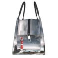 thumbnail image 4 of Vsdgher 3d Lighthouse in the Surf Print Insulated Reusable Bags with Sturdy Zipper and Handles, Foldable Totes for Hot or Cold Food Bring or Delivery, 4 of 8