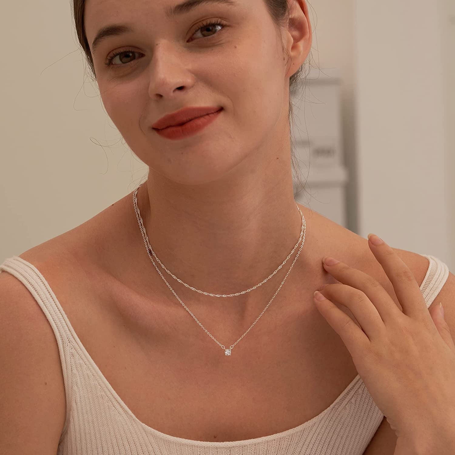 Dainty Sterling Silver Necklace With A Swarovski Drop Bead, Silver Collar,  Choker Necklace, Layering Necklace, Silver Necklace, 306 - Etsy