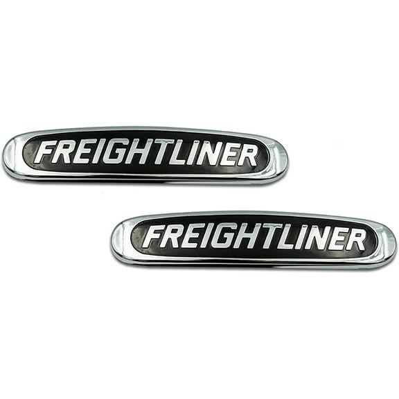 Kozak Freightliner Cascadia 2018  Hood Grill Emblem Logo Name Plate, Black with Chrome, 2 Pcs