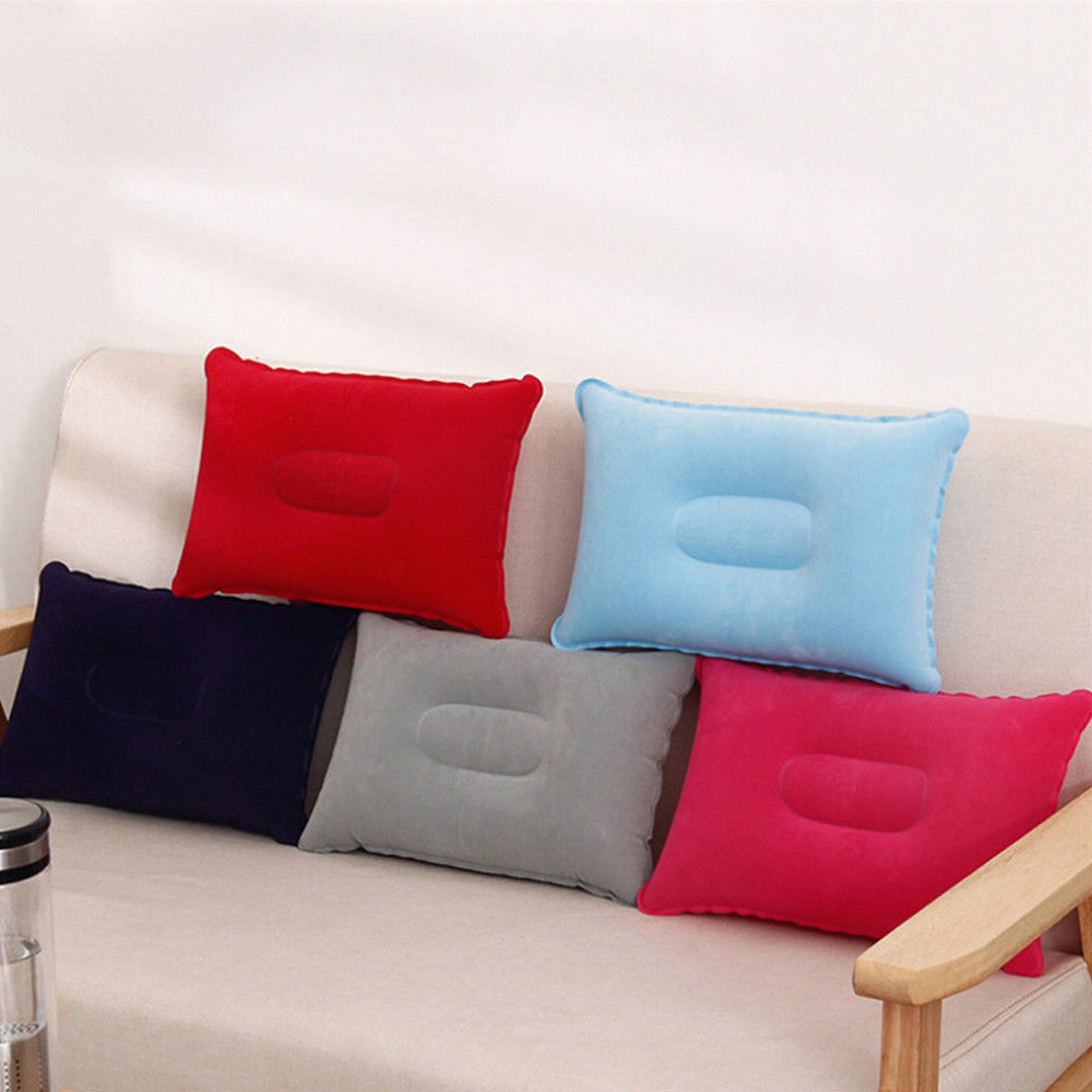 BSMEAN 1 Inflatable Lumbar Support Pillow, Inflatable Lumbar Pillow Car  Foldable Office Travel Outdoor Portable Lumbar Pillow Grey 
