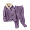 thumbnail image 1 of keepw Polyester Stay Warm And Cozy In Winter Warm Velvet Pajama Set Durable Versatile Coral Fleece Pajamas Purple M, 1 of 6