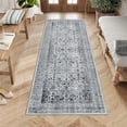 thumbnail image 4 of Area Rugs for Living Room Bedroom, Large Washable Rug, Vintage Floral Boho Non Slip Low Pile Carpet Indoor Dining Room Kids Room Grey 2 * 6 ft, 4 of 9