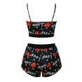 thumbnail image 3 of Bjutir Short Sets For Women Outfit Sexy Printing Pajamas Sleeveless Cami Shorts Lingerie Sleepwear Set Black L, 3 of 8