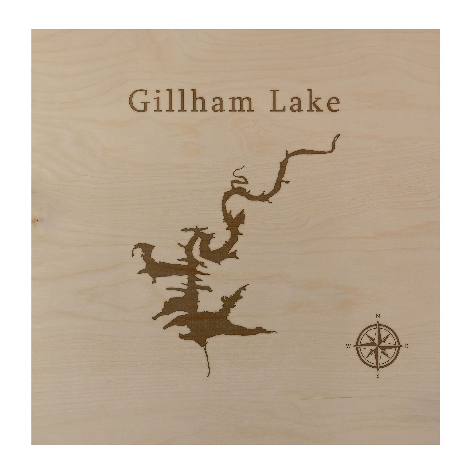 Gillham Lake Map 24x24" Wood Wall Art Office Decor Gift Engraved