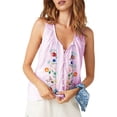 thumbnail image 4 of Women 'S Tie Front Tank Top Y2k Floral Babydoll Crop Vest Going Out Camisole Blouse Shirt Pink XS, 4 of 8