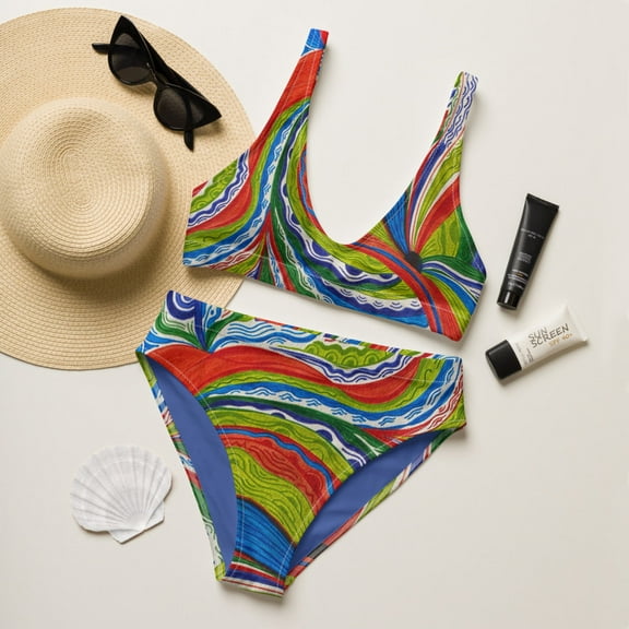 "Wild Waves Marina" high-waisted bikini made with eco friendly recycled fabric