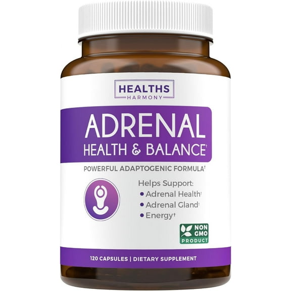 Healths Harmony Adrenal Support and Cortisol Manager Supplement, 120 Capsules
