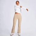 thumbnail image 6 of Feekit Women's Fleece Lined Flare Pants, High Waisted Stretch Casual Pants with Zipper Pockets, Soft Warm Yoga Pants for Everyday Wear, 6 of 9