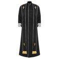 thumbnail image 2 of RUNQHUI Men's Priest Robe With Gold Trim And Cross Front Zip Closure For Church Worship And Cosplay Black M, 2 of 7