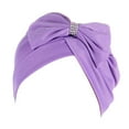 thumbnail image 2 of Headwear Cap qinhaie Stretch Soft Turban Hat for Cancer Patients, Ethnic Bohemian Adjustable Hair Cover Wrap Purple One Size, 2 of 2