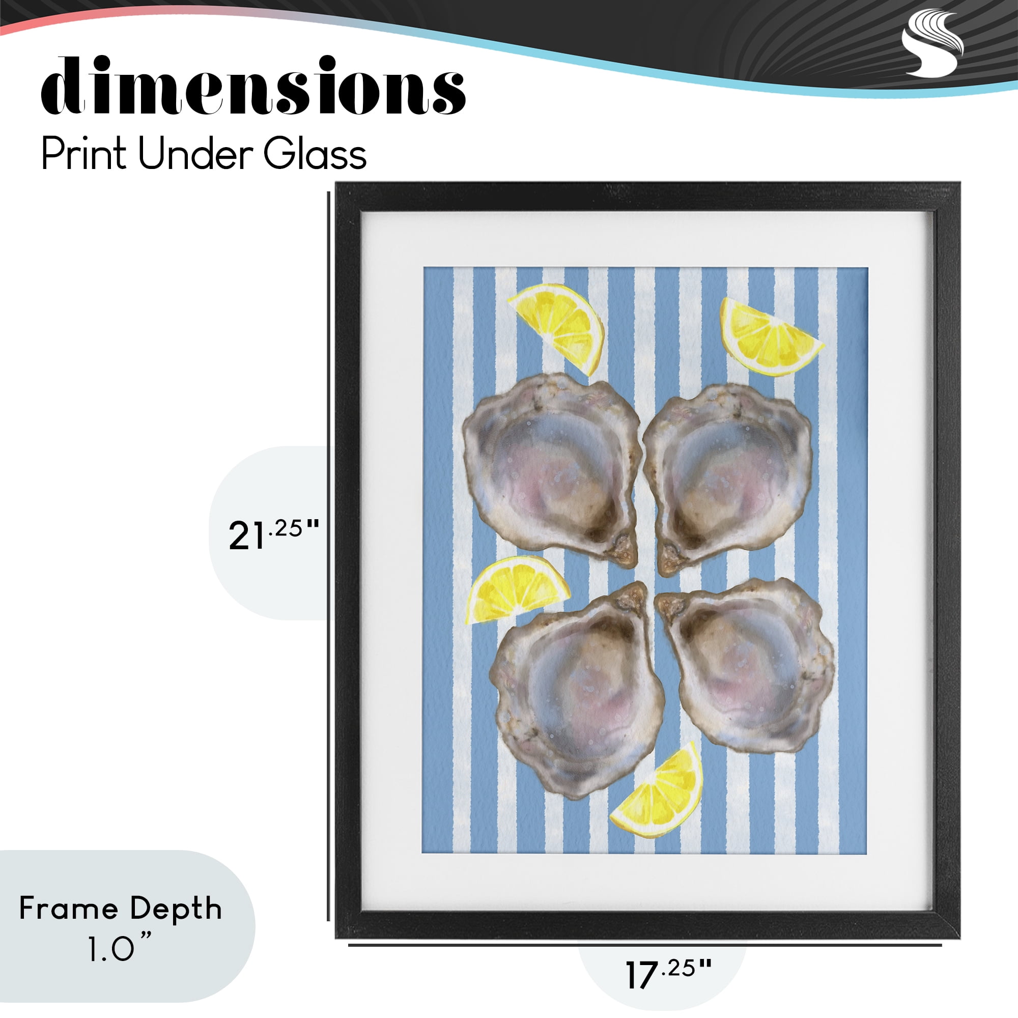Stupell Industries Blue Stripe Oysters Black Framed Print Under Glass, design by Matthew Piotrowicz