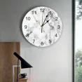 thumbnail image 3 of Marble Texture White Clock Living Room Home Decor Large Round Wall Clock Mute Quartz Table Clock Bedroom Decoration Wall Watch（12 Inch）, 3 of 6