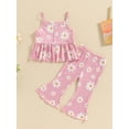 thumbnail image 2 of Bagilaanoe 2pcs Toddler Baby Girl Pants Set Floral Sleeveless Cami Tops + Flare Trousers 6M 12M 18M 24M 3T 4T Kids Casual Clothes, 2 of 7