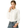 thumbnail image 1 of INSPIRE CHIC Women's Button Down Long Sleeve Cuff Ruffle Detail Blouse Shirt Tops, 1 of 6