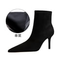thumbnail image 3 of Zapatos de tacón alto de gamuza sexys para mujer, estilo adelgazante, estilo corto, a la moda, sencillos, ajustados y puntiagudos, botas color piel, tacones altos, 3 of 5