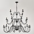 thumbnail image 6 of GDF Studio Large Farmhouse Chandelier, 24-Light Metal Wagon Wheel Ceiling Light, Adjustable Height, Black, 6 of 9