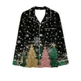thumbnail image 4 of Tnhcen Women's 2-Piece Pajama Set Women's Christmas Pajama Set Long Sleeve Sleepwear Winter Pajama Set for Women Button-Down Top with Pocket Elastic Waist Pants S-2XL, 4 of 5