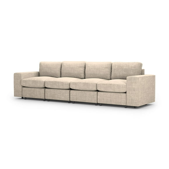 Sofá Seccional Modular Adapti 4 Plazas Reposabrazo Ancho Beige Ostra