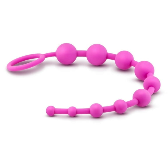 Eden 12.5" Silky Smooth Silicone Beginner Anal Beads with Pull Handle - Pink