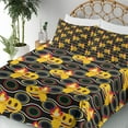 thumbnail image 3 of Ambesonne Emoji Fitted & Top Sheet Set with Shams, Happy Smiling Face with Torch, Black and Multicolor, 3 of 5