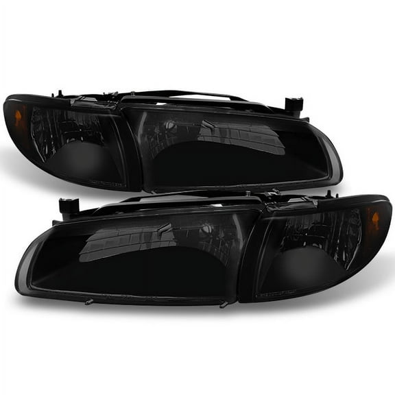 AKKON - For Pontiac Grand Prix Black Smoked Headlights Headlamps Driver Left   Passenger Right Replacement Pair