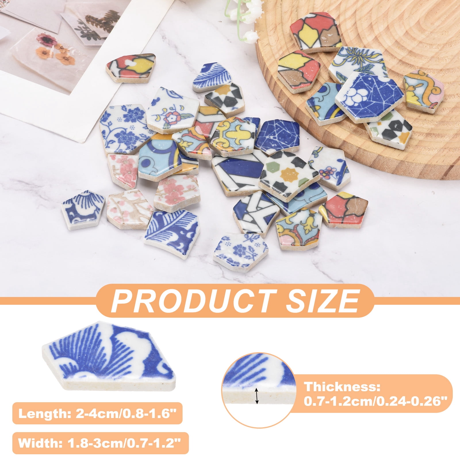 Uxcell Irregular Ceramic Mosaic Tiles, 500g/1.1lb Broken Porcelain Mosaic Tiles Bulk Irregular Glazed for DIY Art Craft Making Home Decor, Blue Series