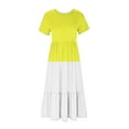 thumbnail image 3 of Midsumdr Dresses for Women 2025 Fashion Patchwork Color A-Line Versatile Flowy Summer Dress Loose Plus Size Round Neck Short Sleeve Dress with Pockets, 3 of 4