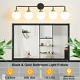 thumbnail image 3 of Deyidn 5-Light Black and Gold Modern Vanity Light, 39 Inch Dimmable Bathroom Light Fixture with Opal Glass Globes for Mirror, 3 of 9