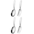 thumbnail image 1 of Dsseng 2 Set Children‘s Spoon and Fork Dinner Flatware Silverware Baby Forks Spoons Stainless Steel Plastic Toddler, 1 of 6