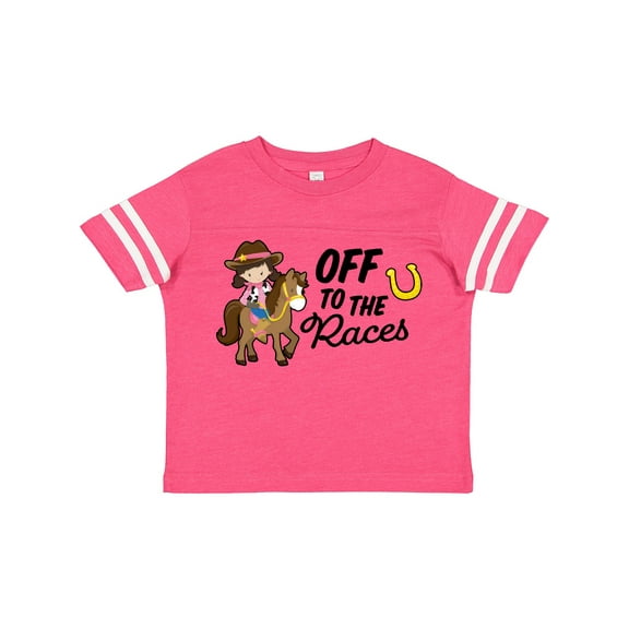 Inktastic Off to the Races with Cowgirl on Horse Girls Toddler T-Shirt