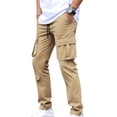 thumbnail image 1 of RXMEKW Cargo Pants for Men with Elastic Waistband and Drawstring, Solid Color Casual Pants with Multiple Pockets for Lounge Wear and Outdoor Activities, 1 of 5