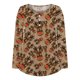thumbnail image 5 of Camiseta informal para mujer, blusa estampada de manga larga con cuello redondo y fruncido Pompotops  FGAJ9603, 5 of 6
