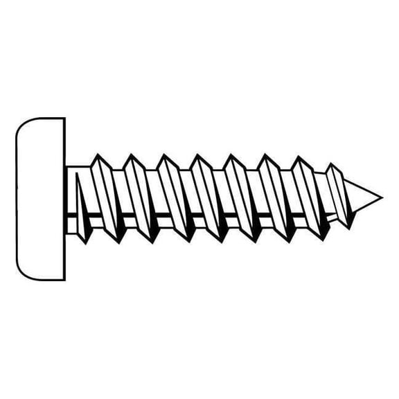 Sheet Metal Screw, #7 x 1 in, Zinc Plated Steel Pan Head Phillips Drive, 100 PK