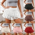 thumbnail image 3 of YUEHUA Women's Lace Mini Skirt with Shorts Sexy Mesh Short Skirts Layered Ruffle Skirts A Line Hight Waisted Skirt Skort, 3 of 5