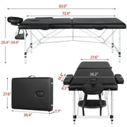 Renwick Adjustable 2 Sections Massage Bed with Face Cradle, Black