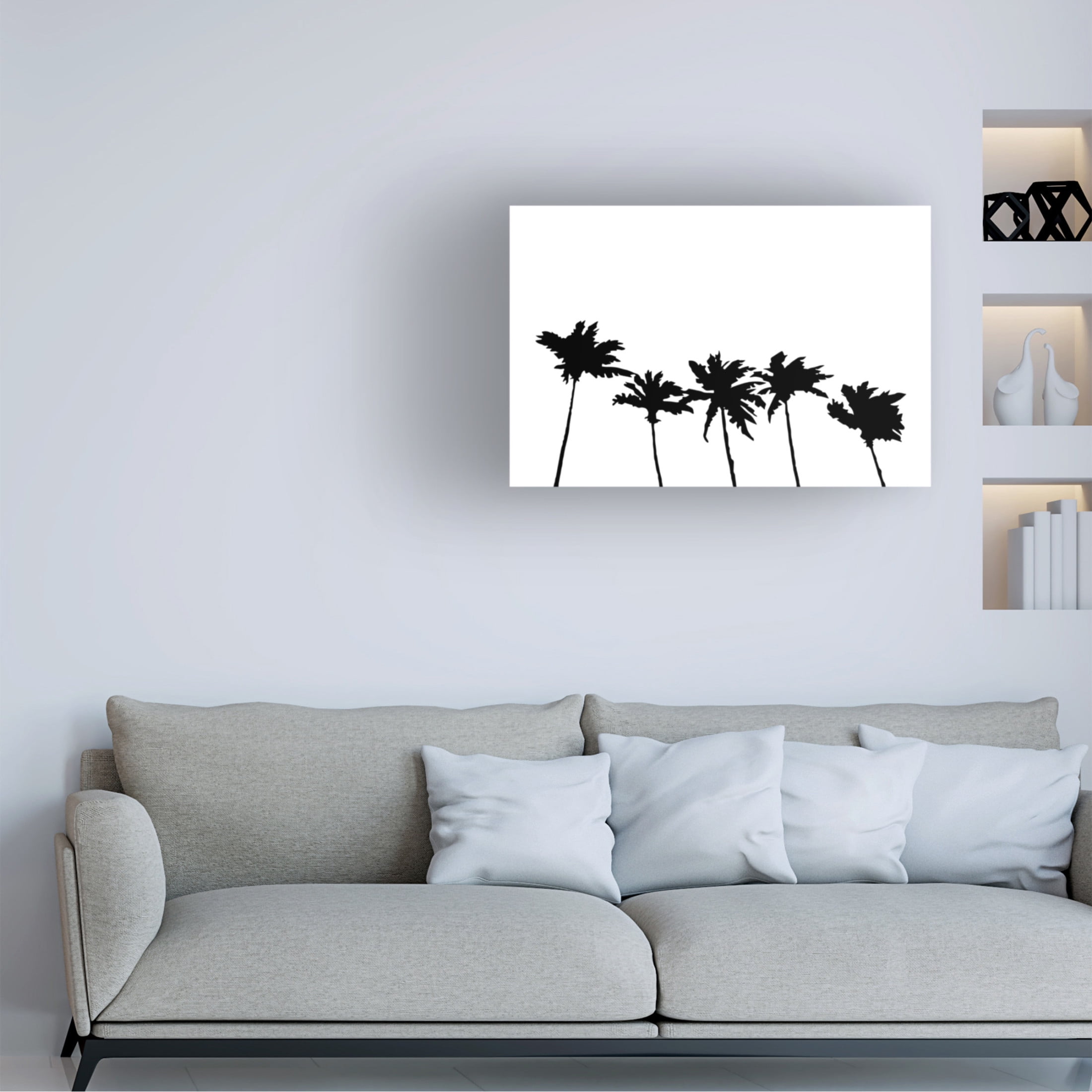 Canvas Wall Art - Pictufy Studio Ii 'Palms White' Wall Art for Living Room, Bedroom, or Office Décor by Trademark Fine Art - 32 x 22 Inches