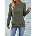 thumbnail image 4 of Womens Long Sleeve Shirts Tops Button Casual Blouses Pullover Tunic Winter Fashion Clothes Olive Color L, 4 of 9