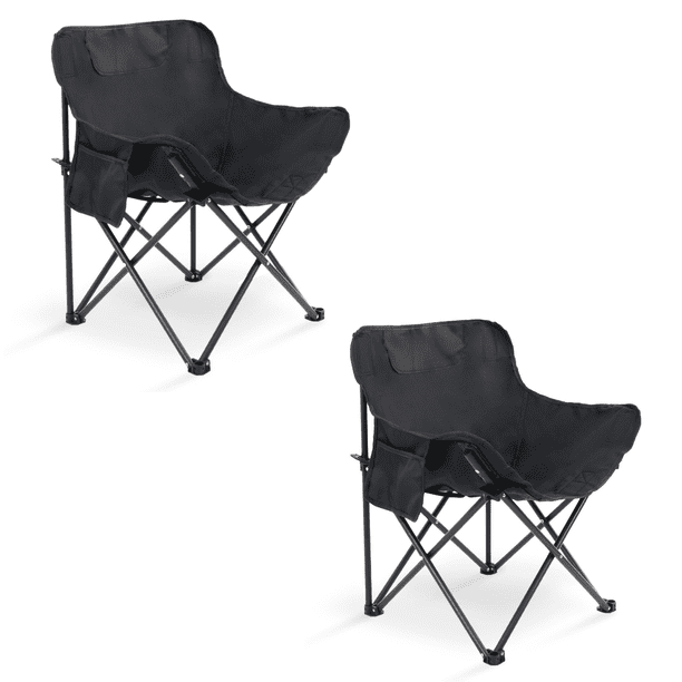 Sillas Plegables para Camping para Playa Pesca y Exteriores de Lona Impermebale Ligera - Sillas para Exterior Ergonomica con Estructura de Acero y Funda Transportadora Set 2 Sillas