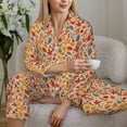 thumbnail image 6 of Honeii Autumn Leaves 3 Print Women's Pajama Sets Long Sleeve Button Down Sleepwear Nightwear Soft Pjs Lounge Sets 2PCS-X-Large, 6 of 7