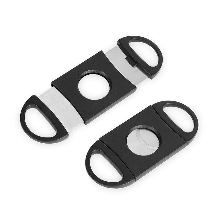 CIGAR CUTTER STAINLESS STEEL POCKET TOBACCO GUILLOTINE  DOUBLE BLADES 