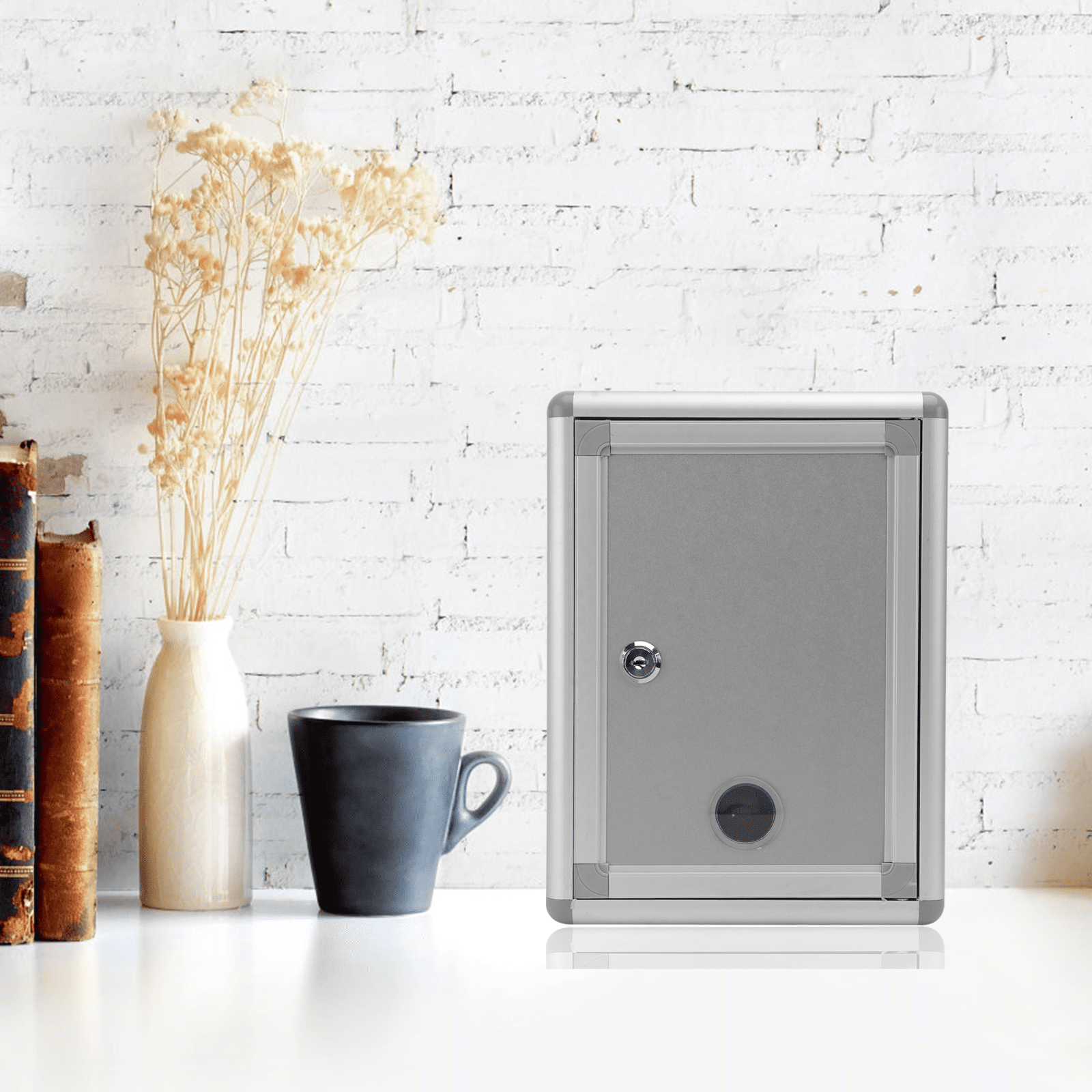 Pawsdot Small Grey Aluminium Alloy Mailbox with Lock Storage Box