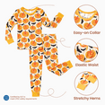 thumbnail image 3 of PatPat Halloween Pajamas Kids Girls Boys Snug Fit Pumpkin Bat Long Sleeve Top and Pants Pj Viscose from Bamboo Sleepwear Sets, Orange, 6T, 3 of 12