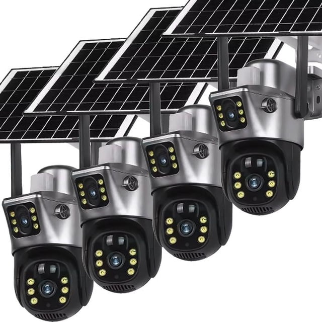 Cámara de Seguridad Solar CaptureSnap 4Pzas WiFi 2x4MP 12/15FPS Lentes 3.6 mm PTZ Negro Plástico.